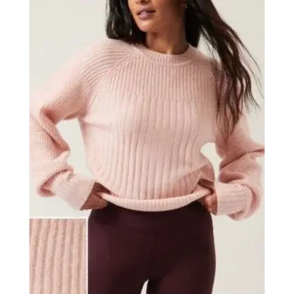 Athleta Pink Crew Neck Sweater - Picture 1 of 9